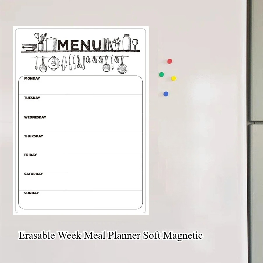 Whiteboard Magnetic - Erasable Week Meal Planner Soft Magnetic