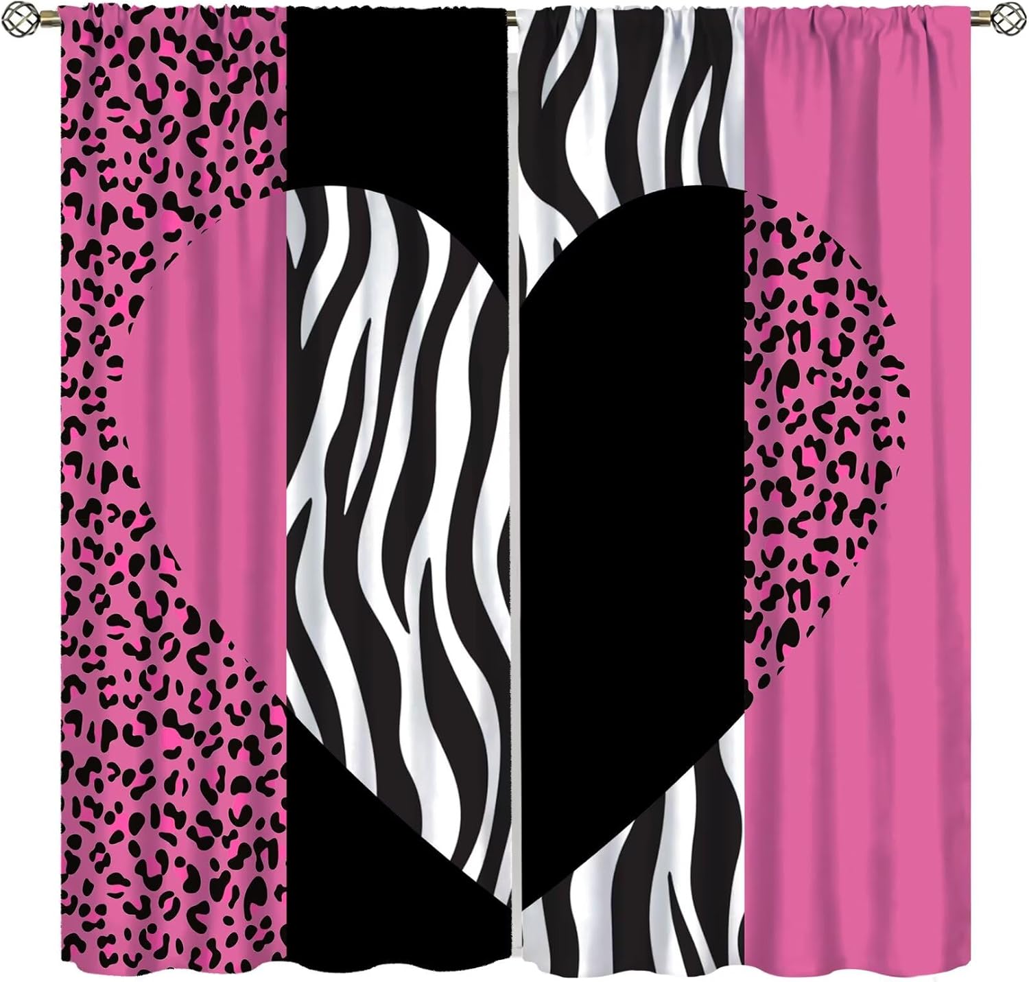 Home Office Romance - Art Wild Animal Skin Curtain，Valentine's Day