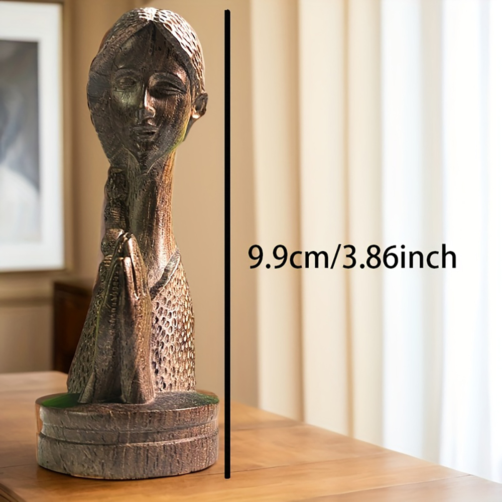 1PC Wooden Carved Praying Girl - Home Office With Bookshelves ulasan dan harga