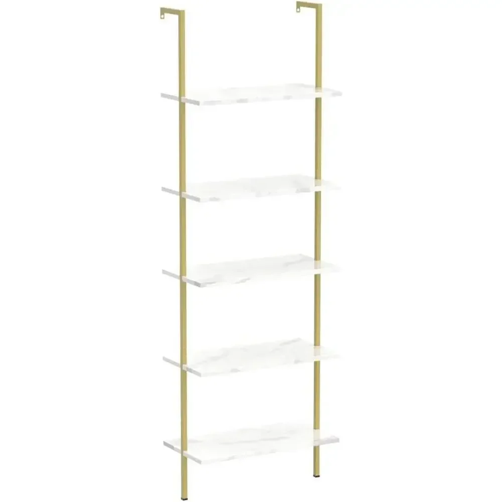 5-Tier White Marble Wall-Mount - Home Office With Bookshelves ulasan dan harga