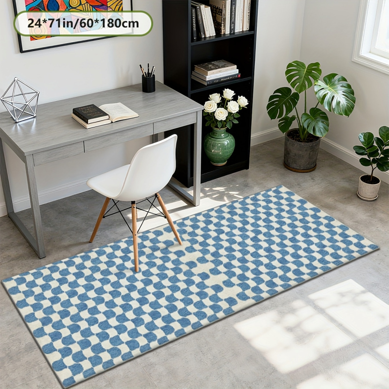VIKAMA Blue and White Checkere - Home Office Rug ulasan dan harga
