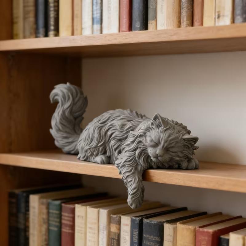 Cute Long Hair Sleeping Cat Fi - Home Office Gif ulasan dan harga