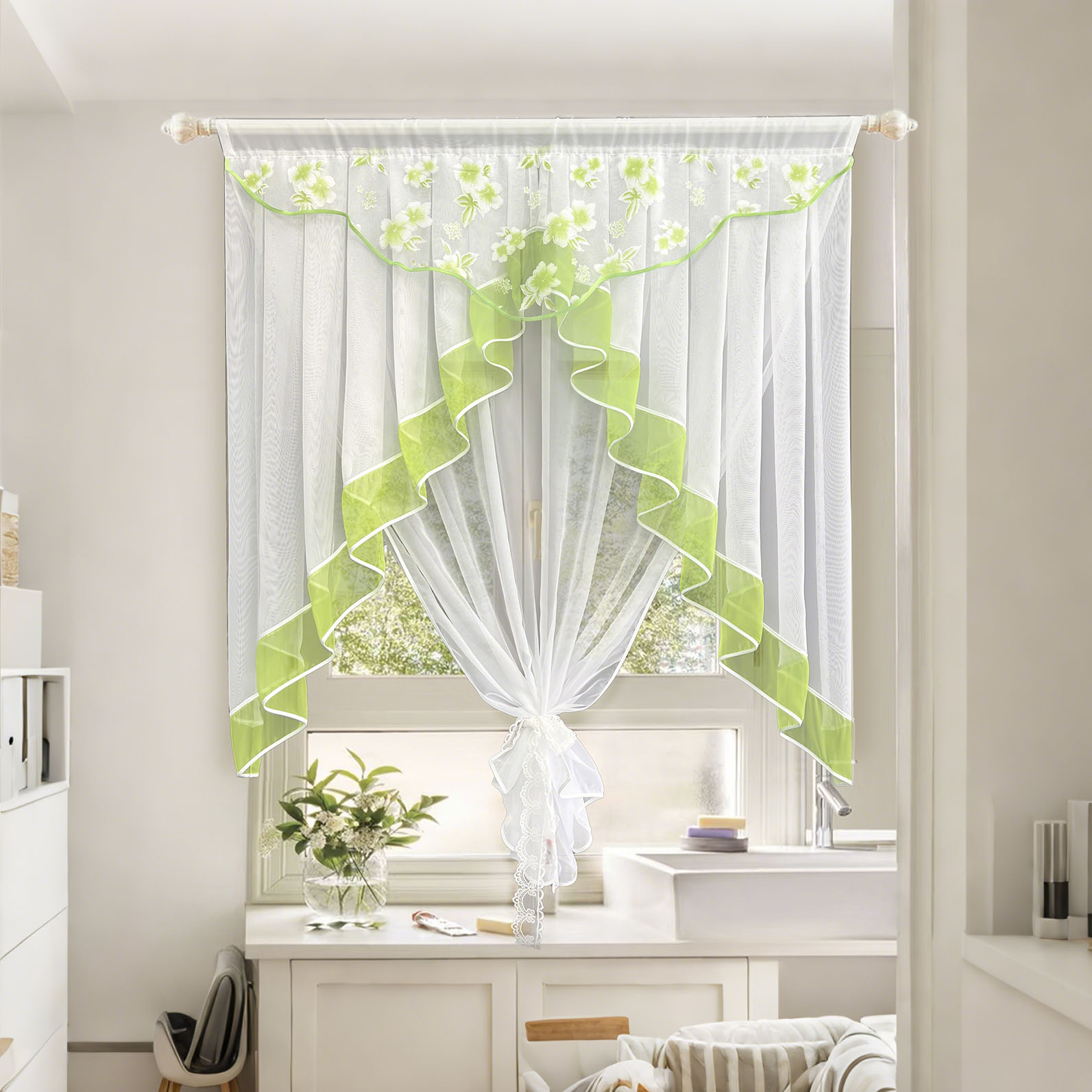 Blossom Print Sheer Curtains S - Home Office Romance ulasan dan harga