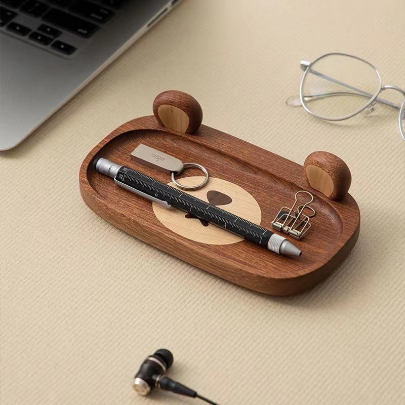 Miniature Solid Wood bear Tray - Home Office Gif ulasan dan harga