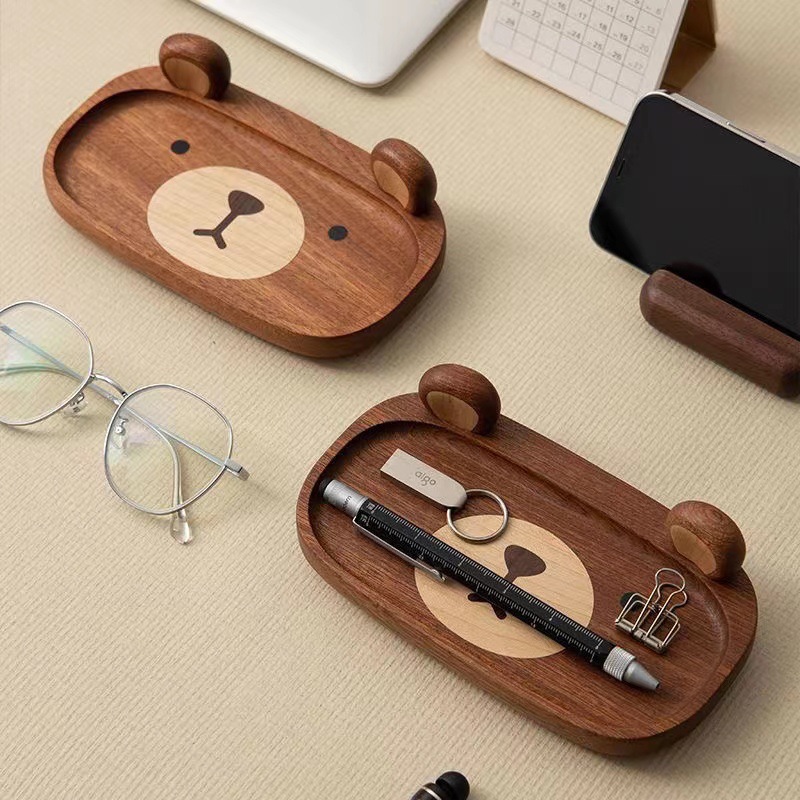 Miniature Solid Wood bear Tray - Home Office Gif ulasan dan harga