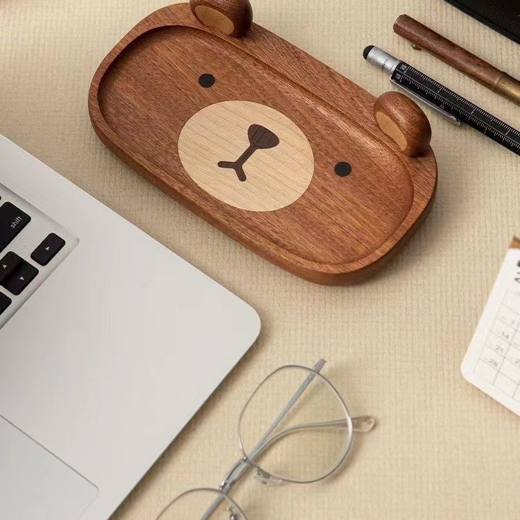 Miniature Solid Wood bear Tray - Home Office Gif ulasan dan harga