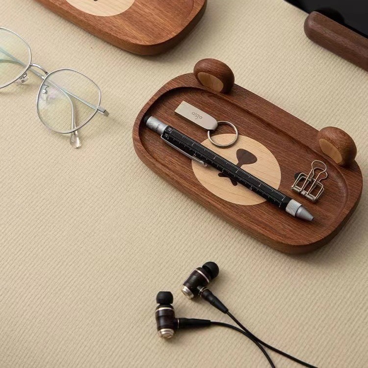 Miniature Solid Wood bear Tray - Home Office Gif ulasan dan harga