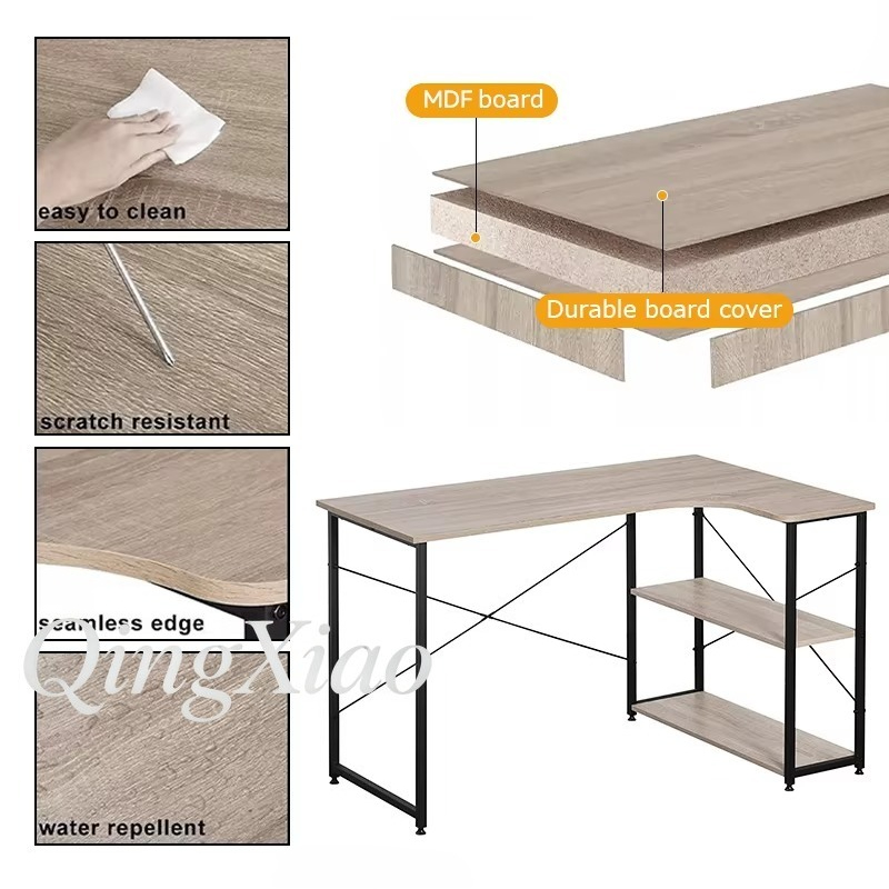 L Shaped Corner Desk With Book - Home Office With Bookshelves ulasan dan harga