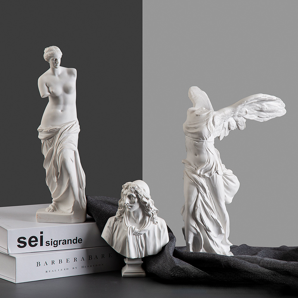 Greek Victory Goddess Statue w - Home Office With Bookshelves ulasan dan harga