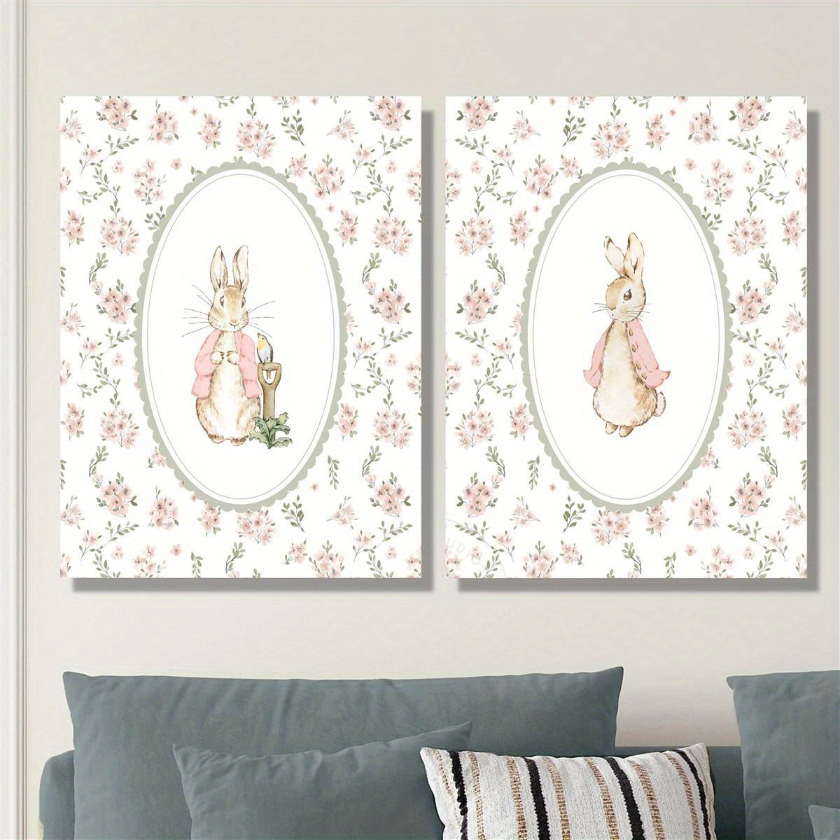 2pcs Retro Easter Rabbit Canva - Home Office For Two ulasan dan harga