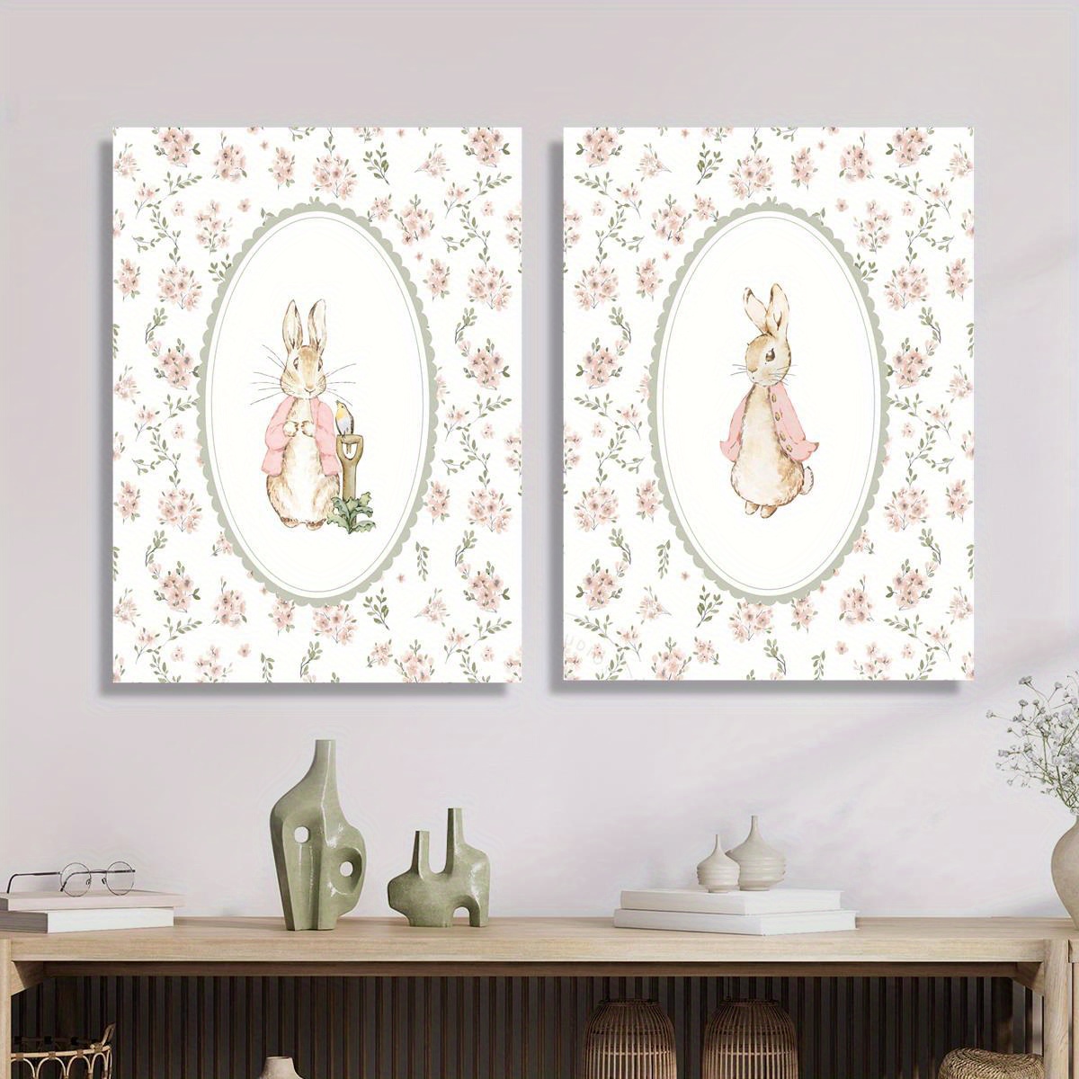 2pcs Retro Easter Rabbit Canva - Home Office For Two ulasan dan harga