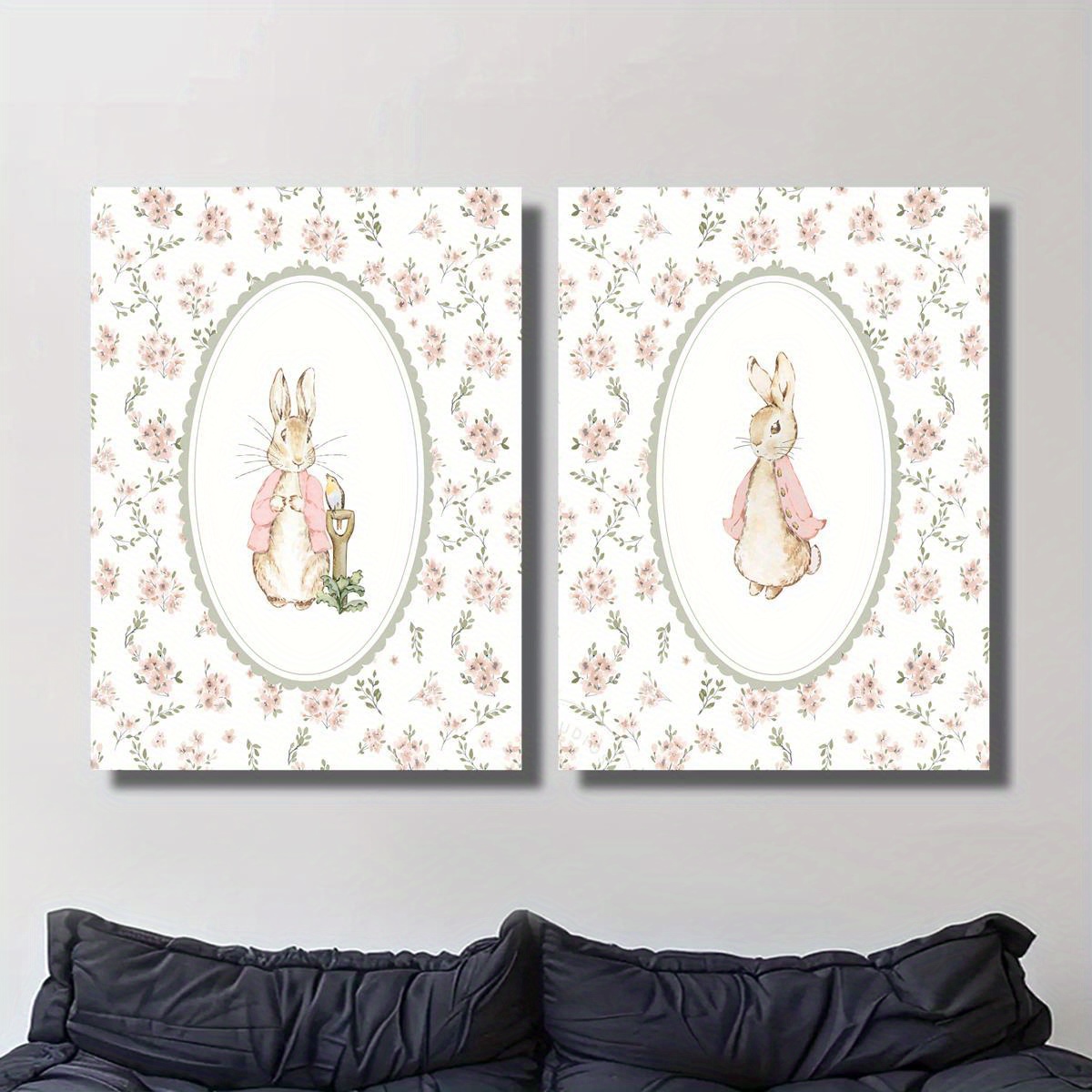 2pcs Retro Easter Rabbit Canva - Home Office For Two ulasan dan harga