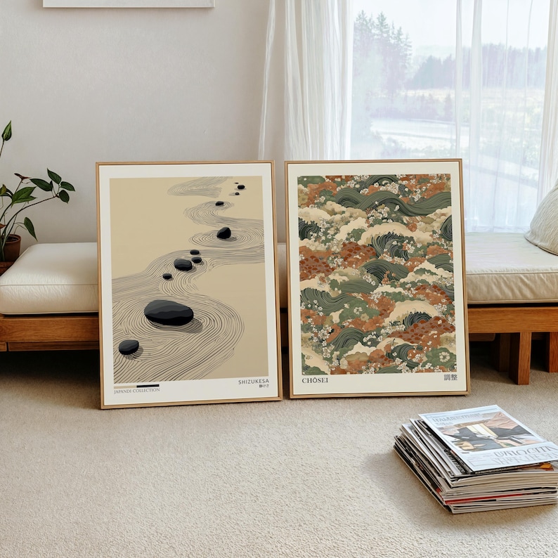 2pcs Japandi Zen Canvas Wall A - Home Office For Two ulasan dan harga