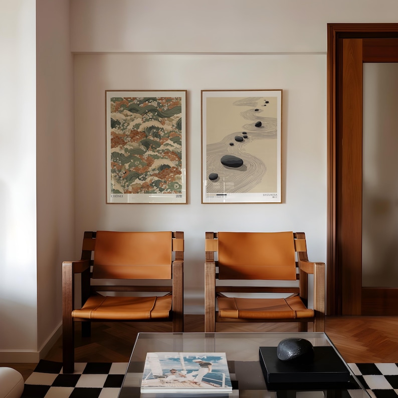 2pcs Japandi Zen Canvas Wall A - Home Office For Two ulasan dan harga
