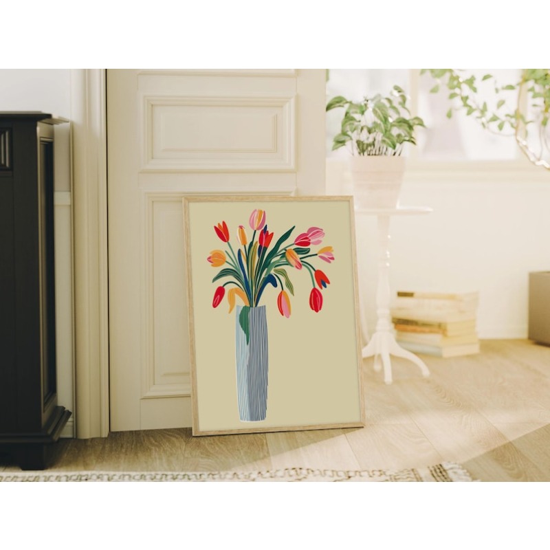 2pcs Tulip Flowers Canvas Wall - Home Office For Two ulasan dan harga