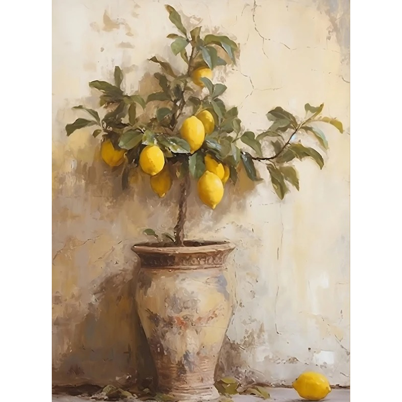 2026 Retro Lemon Garden Canvas - Home Office Gif ulasan dan harga