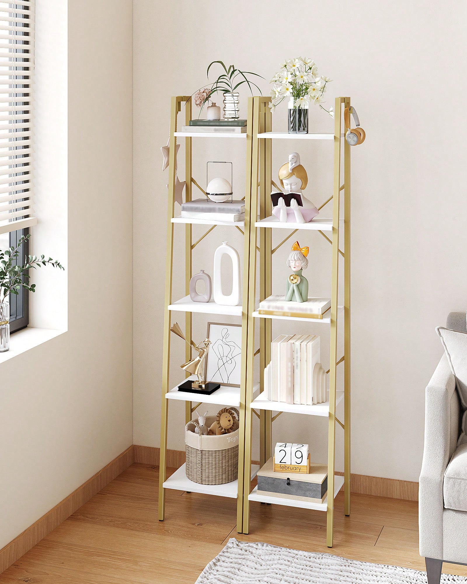 5 Tier Ladder Shelf Modern Gla - Home Office With Bookshelves ulasan dan harga