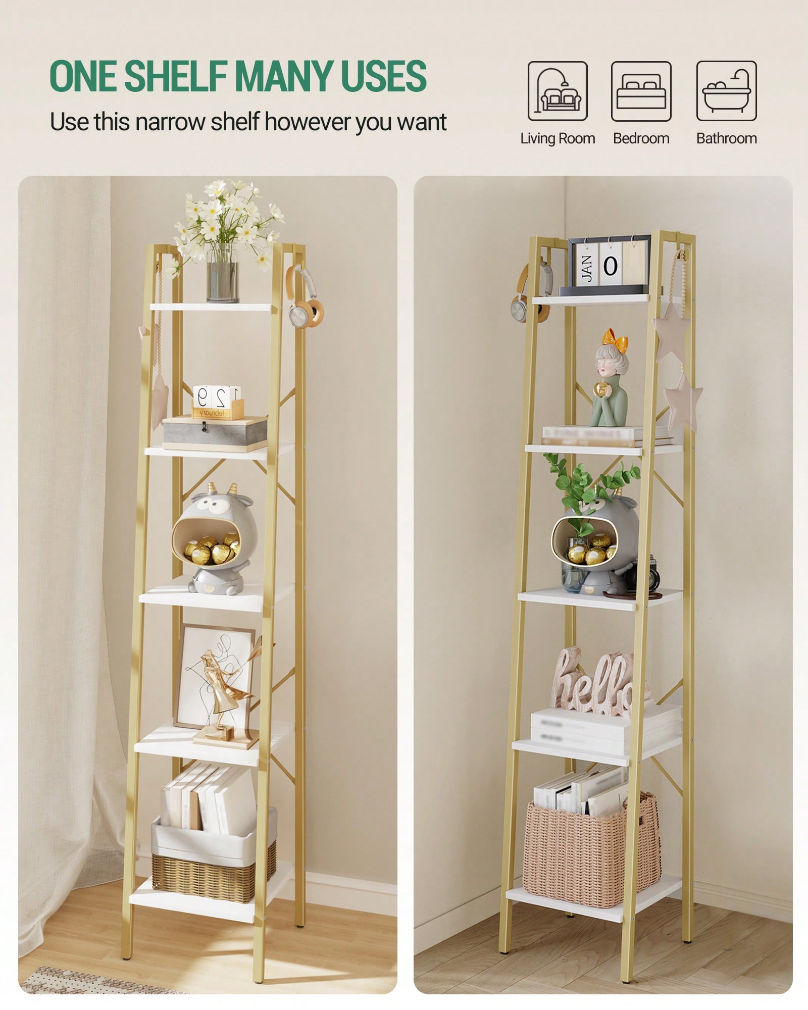 5 Tier Ladder Shelf Modern Gla - Home Office With Bookshelves ulasan dan harga