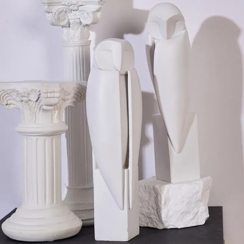 Minimalist Owll Statue Sculptu - Home Office With Bookshelves ulasan dan harga