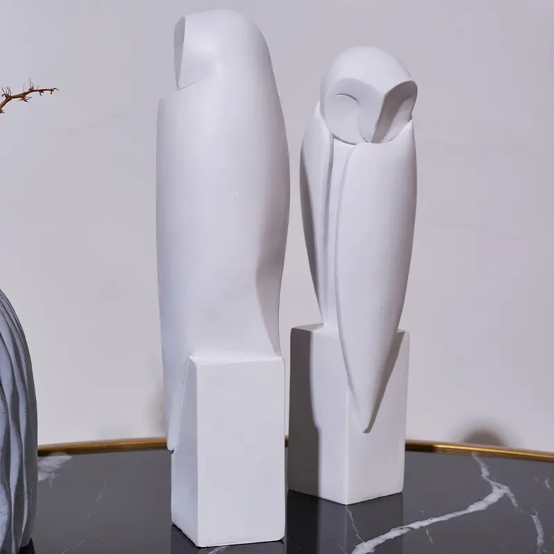 Minimalist Owll Statue Sculptu - Home Office With Bookshelves ulasan dan harga