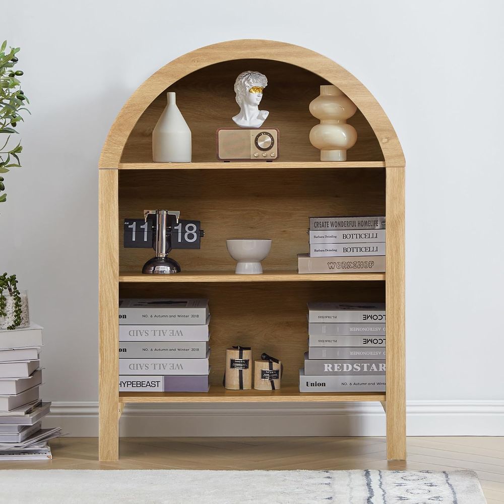 Freestanding 3-Tier Arched Boo - Home Office With Bookshelves ulasan dan harga