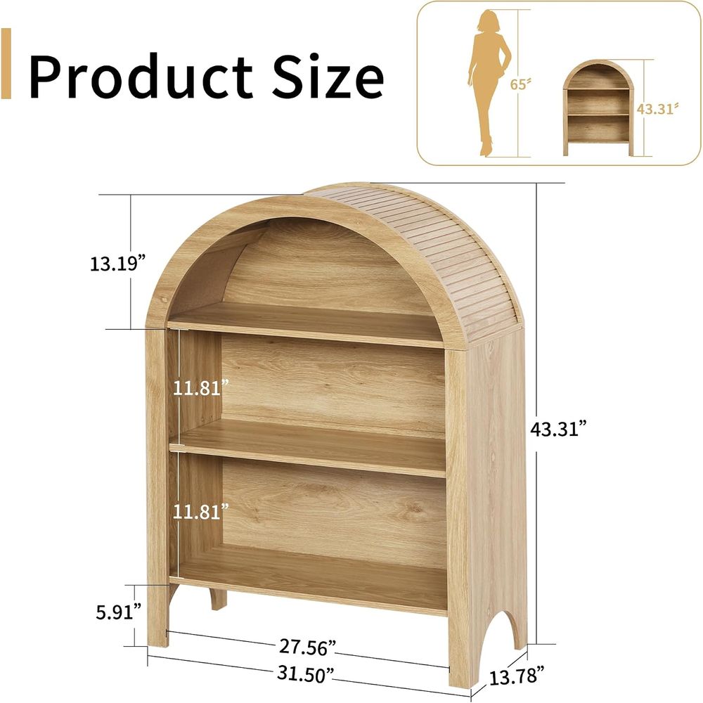 Freestanding 3-Tier Arched Boo - Home Office With Bookshelves ulasan dan harga