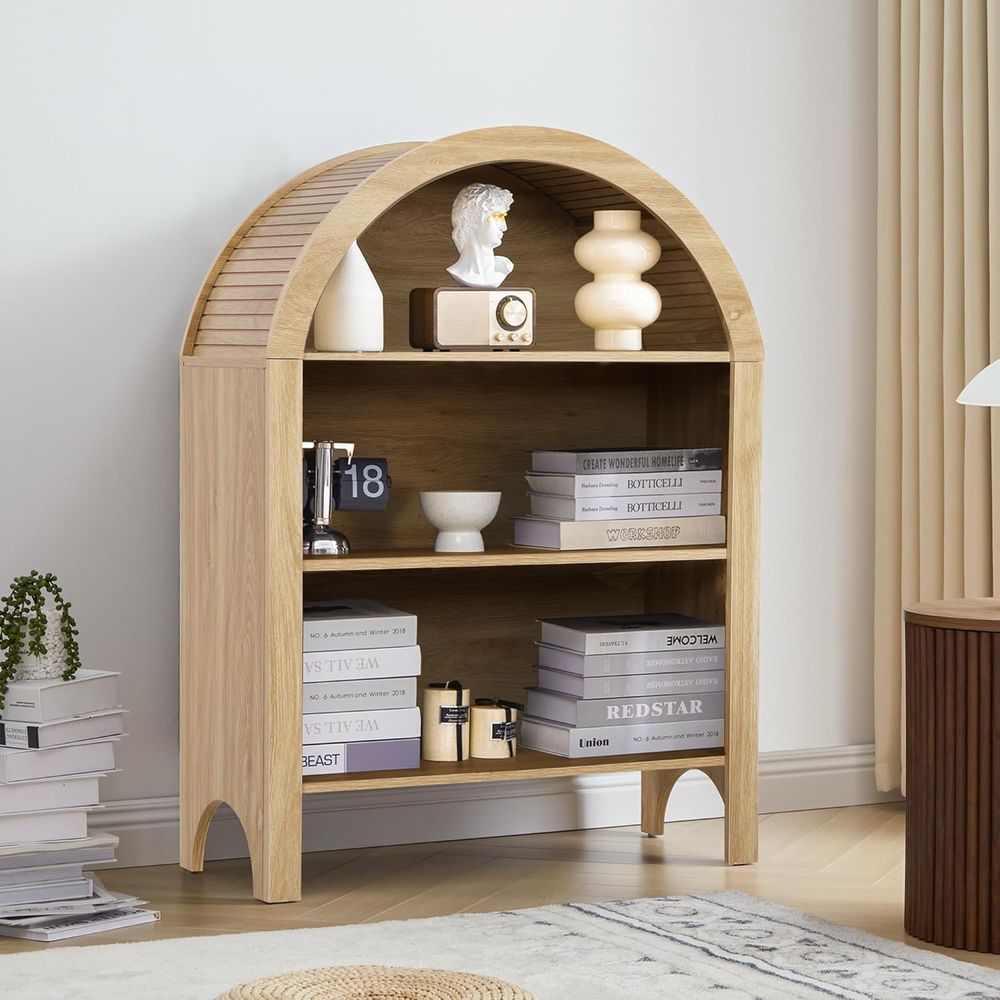 Freestanding 3-Tier Arched Boo - Home Office With Bookshelves ulasan dan harga